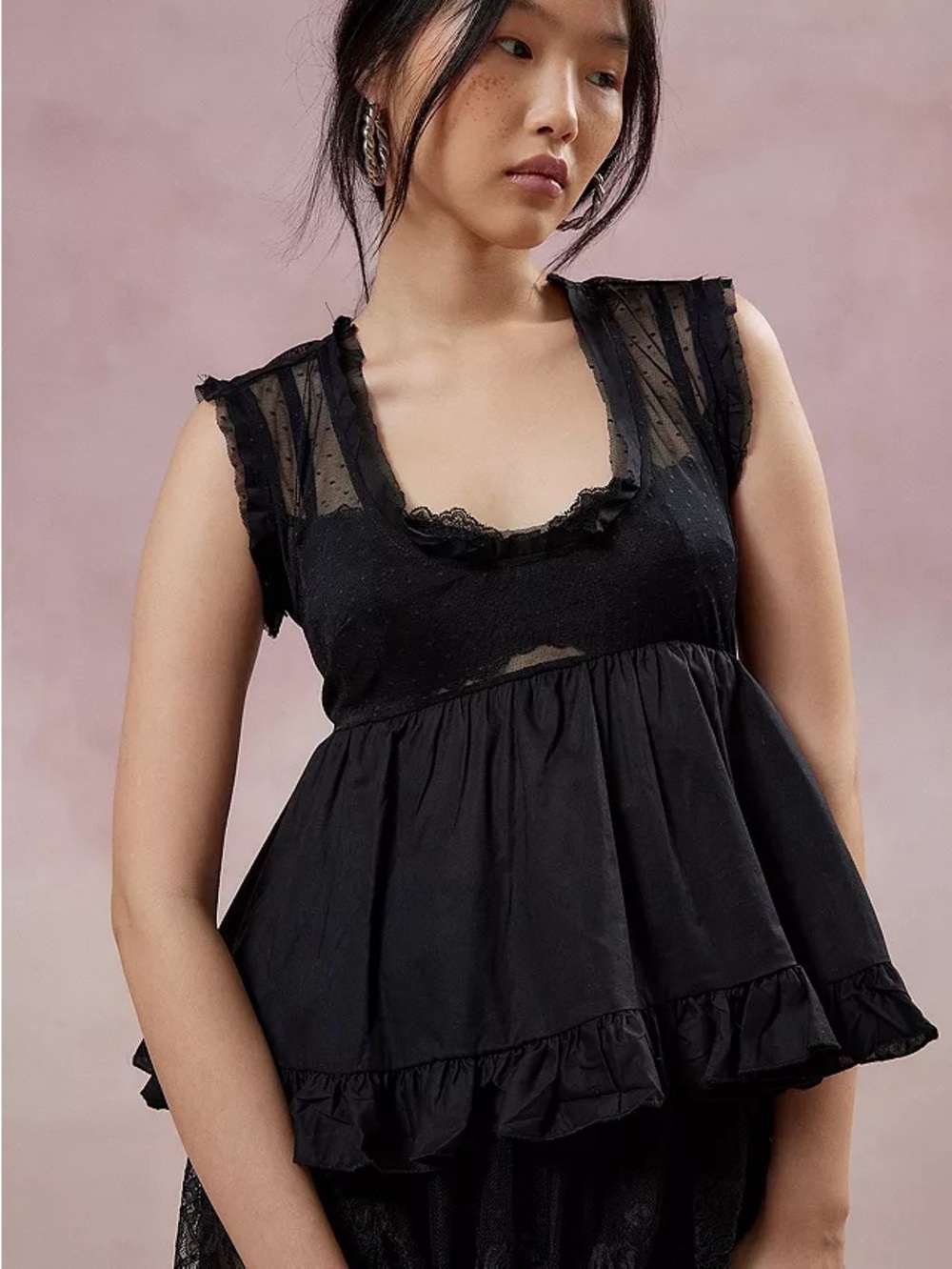 Kimchi Blue Ellie Semi-sheer Babydoll Top